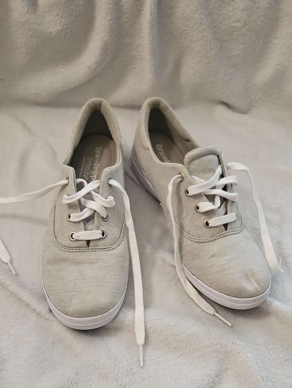 Grasshoppers Ortholite Canvas Moisture Wicking Memory Foam Heathered Gray Size 7